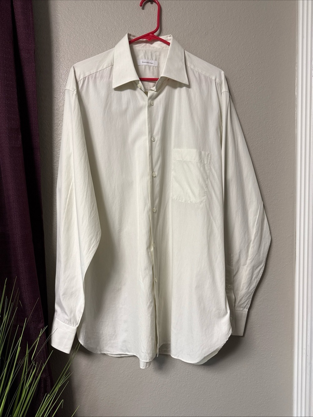 #832 Ermenegildo Zegna off-White Long Sleeve Button-Down Shirt Size Extra Large